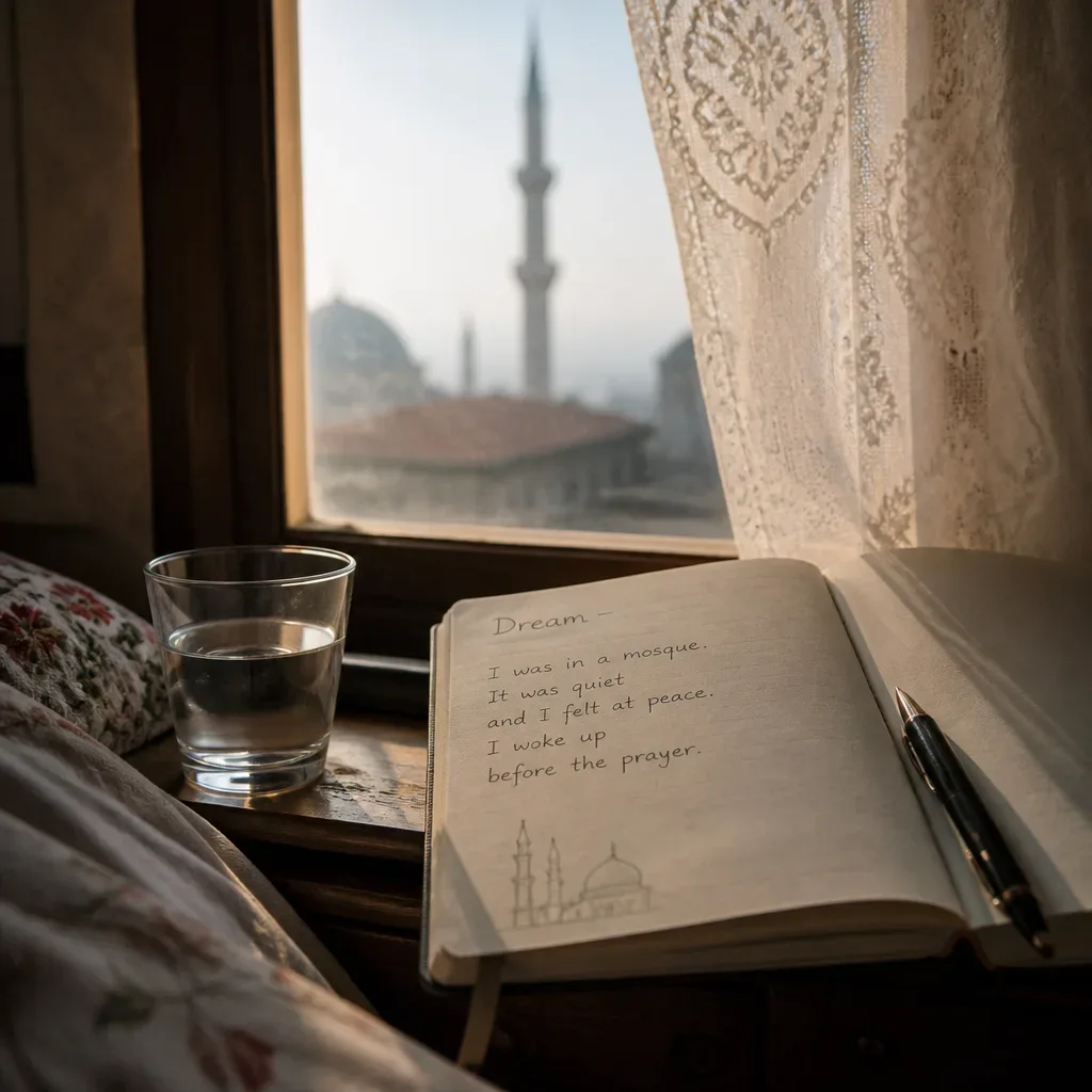 Sabah ışığında rüya defteri ve minare