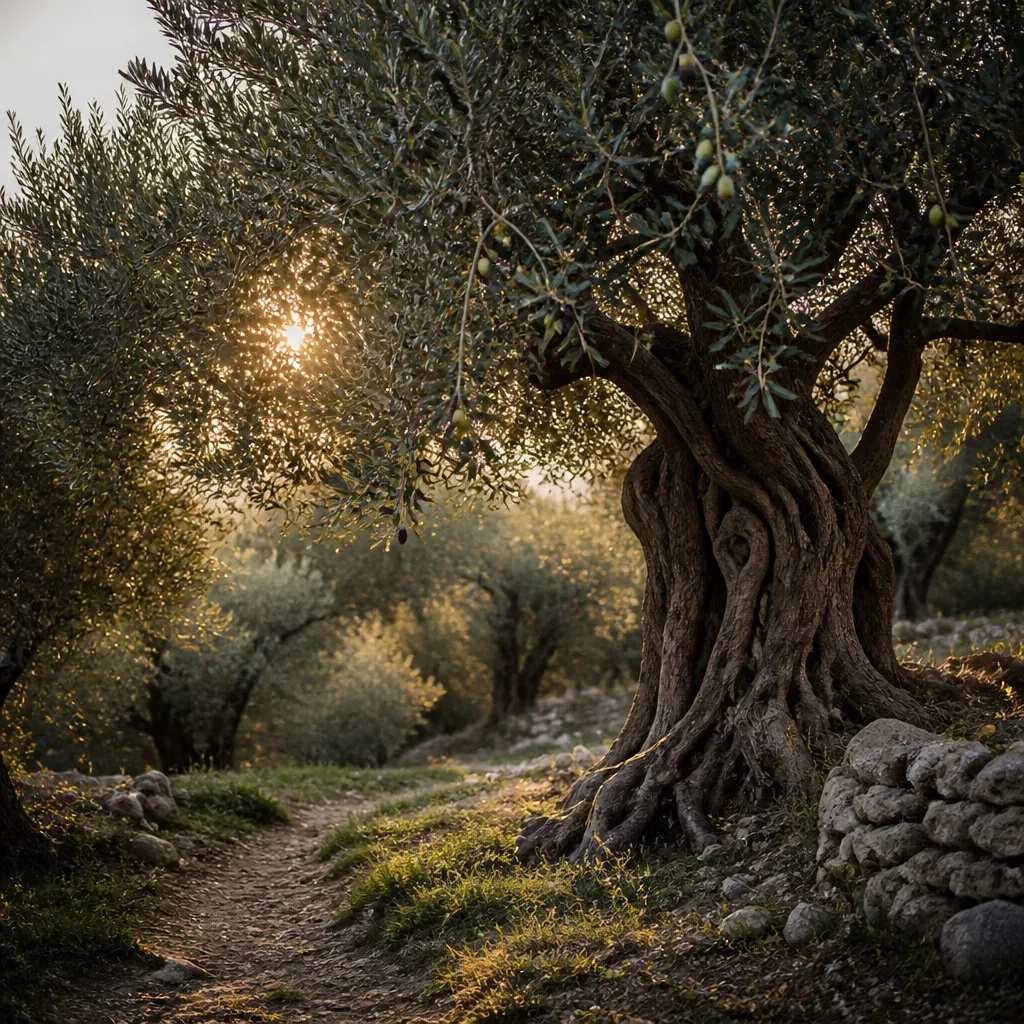 Eski zeytin ağacı ve sabah ışığı