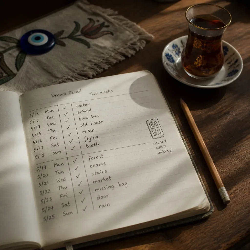 İki haftalık rüya hatırlama takip defteri